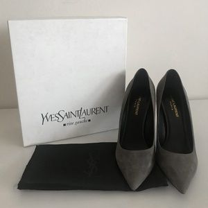 SAINT LAURENT Suede Pointed Toe Pumps